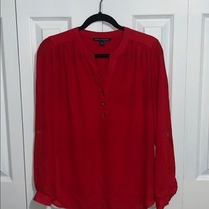 Red V-Neck Blouse